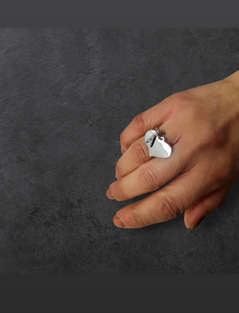 Anello cuore lettera