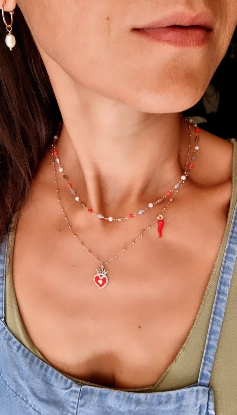 Collana sacro cuore rosso
