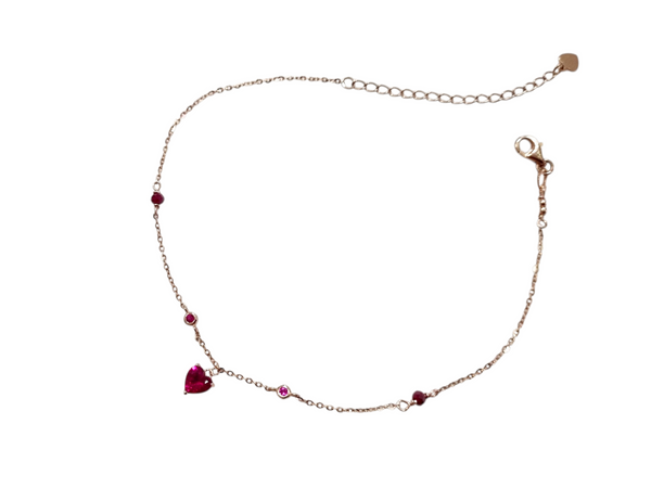 Cavigliera cuore rosso