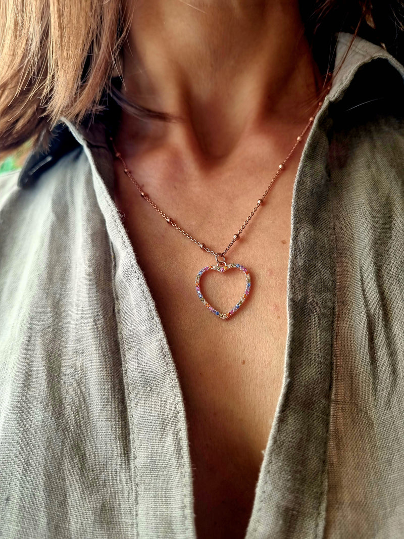 Collana cuore multicolor